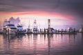 Yachts are anchored along the decks in Key West Royalty Free Stock Photo