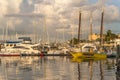 Yachts are anchored along the decks in Key West