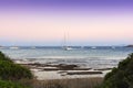 Yachts anchored in a calm bay at the dusk Royalty Free Stock Photo