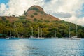 Yachts anchored at the Pigeon Island, Rodney bay, Saint Lucia, Caribbean sea Royalty Free Stock Photo