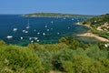 Yachts anchored in St. Tropez harbor, France Royalty Free Stock Photo