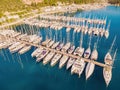 Yachts anchored at yacht club marina in Turkey Royalty Free Stock Photo
