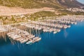 Yachts anchored at yacht club marina in Turkey Royalty Free Stock Photo