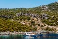 Yachts are in the Bay of Marmaris. Beautiful seascape Royalty Free Stock Photo