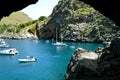 Yachts in the bay between the mountains