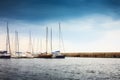 Yachts At The Berth In The Port. Landscape With Boats