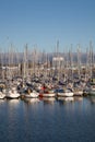 Yachts berthed at the marina.