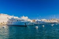 Yachts berthed at the port in Birgu town, Mal