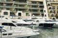 Yachts berthed at Spinola bay, St. Julian`s, Slima, Malta
