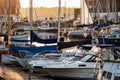 Yachts berthed in yacht harbor.