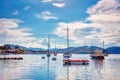 Yachts and boats anchored over the calm sea Royalty Free Stock Photo