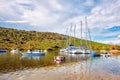 Yachts and boats anchored over the calm sea Royalty Free Stock Photo