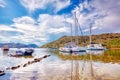 Yachts and boats anchored over the calm sea Royalty Free Stock Photo