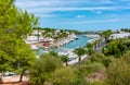 Yachts and boats in Cala D`Or marine, Mallorca island, Spain