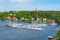 Yachts and boats in Djurgarden marine, Stockholm, Sweden Royalty Free Stock Photo