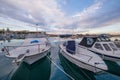 Yachts and boats docking at the marina late afternoon, Zygi, Cyprus Royalty Free Stock Photo