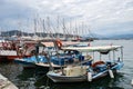 Yachts and boats in the harbor, Fethie, Turkey. The promenade of the city of Fethiye, boats are at bay in the blue waters of the Royalty Free Stock Photo