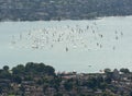 Yachts and boats on lake of Zurich top view from Uetliberg in Zurich, Switzerland Royalty Free Stock Photo