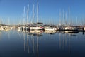 Yachts and boats in marina in the morning