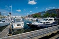 Yachts and boats moored in Willemdock in Antwerp, Belgium Royalty Free Stock Photo