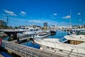 Yachts and boats moored in Willemdock in Antwerp, Belgium Royalty Free Stock Photo