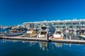 Yachts and boats on mooring at historic Woolloomooloo Wharf in Sydney, Australia