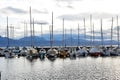 Yachts and boats at Ouchy port , Lake Geneva , Switzerland