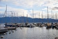 Yachts and boats at Ouchy port , Lake Geneva , Switzerland Royalty Free Stock Photo