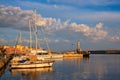 Yachts and boats in picturesque old port of Chania, Crete island. Greece Royalty Free Stock Photo