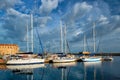 Yachts and boats in picturesque old port of Chania, Crete island. Greece Royalty Free Stock Photo