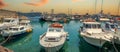 Yachts and boats in picturesque port Mandraki marina, Rhodes, Greece Royalty Free Stock Photo