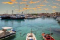 Yachts and boats in picturesque port Mandraki marina, Rhodes, Greece Royalty Free Stock Photo