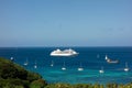 Yachts and a cruise ship at admiralty bay, bequia Royalty Free Stock Photo