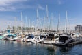 Yachts docked in the marina at Marina del Ray California on February 4th 2023 Royalty Free Stock Photo