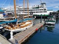 Yachts docked at pier at Friday Harbor on San Juan island