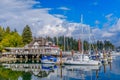 Yachts docked by the Vancouver Rowing Club Royalty Free Stock Photo