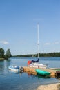 Yachts on Galve lake near Trakai Island castel. Lithuania