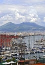 Yachts in the Gulf of Naples against the background of mount Vesuvius Royalty Free Stock Photo