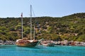 Yachts in harbor in Aegean sea near Bodrum Royalty Free Stock Photo