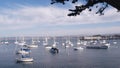 Yachts in harbor or bay, Monterey marina, Old Fishermans Wharf, California coast Royalty Free Stock Photo