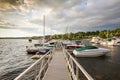 Yachts in Harbor of Burlington Vermonte at Sunset Royalty Free Stock Photo