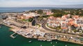 Yachts in the harbor of Cascais, Portugal. Aerial view marina