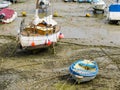 Yachts in a harbour during outflow Royalty Free Stock Photo