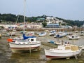 Yachts in a harbour during outflow Royalty Free Stock Photo