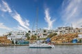 Yachts in Livadi village in Serifos island Royalty Free Stock Photo