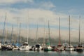 Yachts lying at anchor with mist forming on the Knysna Heads