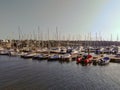 Yachts marina boats harbour pier rainbow Royalty Free Stock Photo