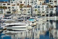 Yachts marina on sunrise in Banus, Marbella, Spain Royalty Free Stock Photo