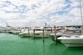 Yachts in miami marina bay at south beach with cloudy sky Royalty Free Stock Photo