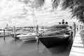 Yachts in miami marina bay at south beach with cloudy sky Royalty Free Stock Photo